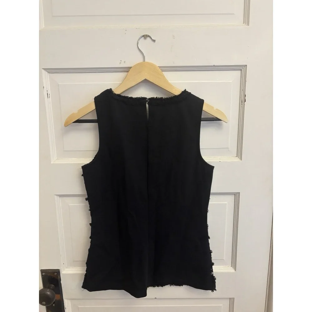 J Crew Women's‎ Black Nude Fringe Lace Sleeveless Tank Top Shirt Size XS